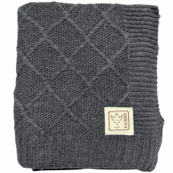 Babydecke Wool in Strickoptik aus 100% Merino Wolle 80 x 100 cm - Graphite