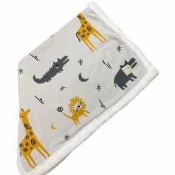 Babydecke Zoo Winter in Strickoptik mit kuschelweichem Teddyfleece 80 x 100 cm - Multi Colors