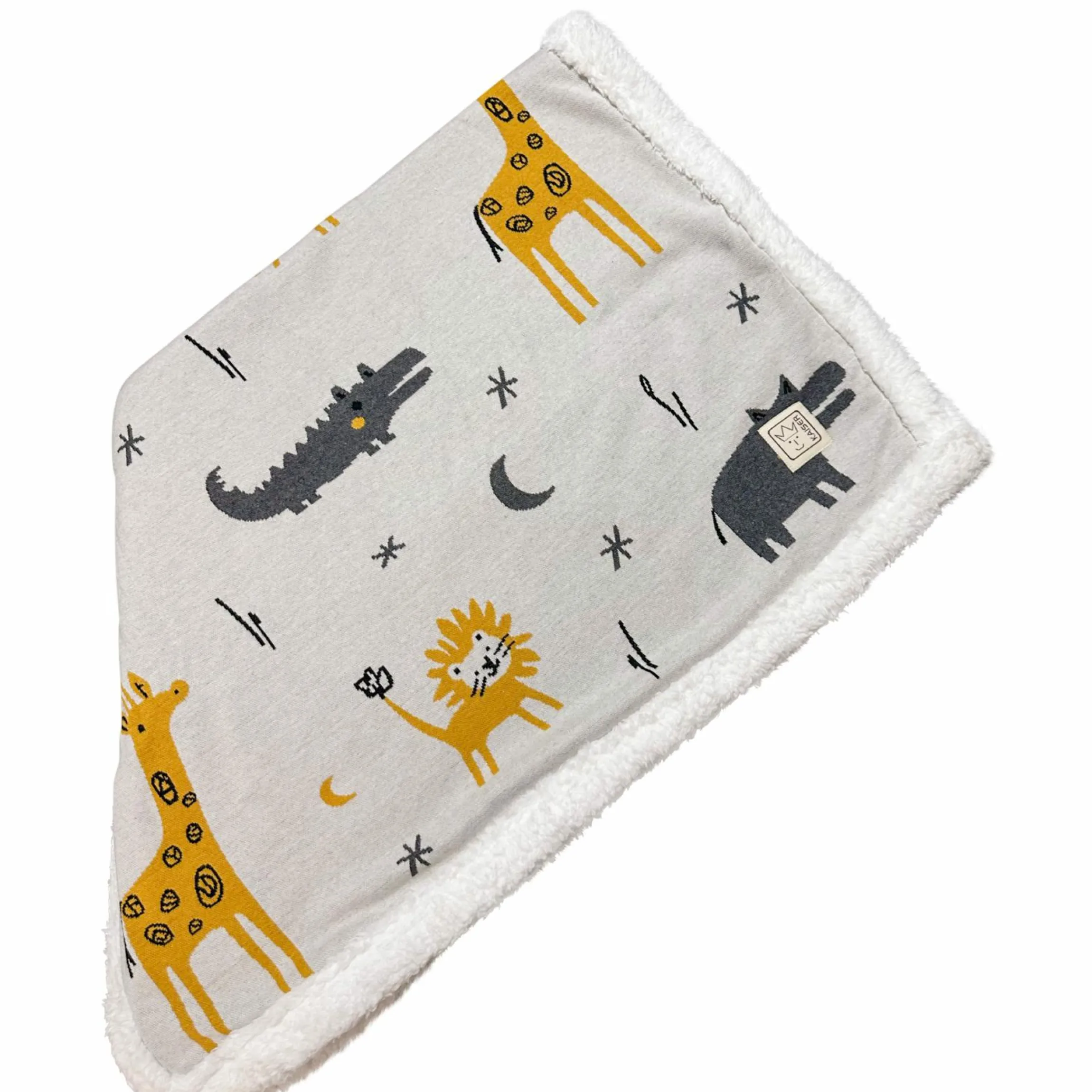 Babydecke Zoo Winter in Strickoptik mit kuschelweichem Teddyfleece 80 x 100 cm - Multi Colors