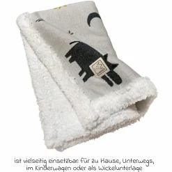 Babydecke Zoo Winter in Strickoptik mit kuschelweichem Teddyfleece 80 x 100 cm - Multi Colors