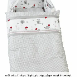 Baby-Komplett-Bett-Set Lukas inkl. Bettwäsche, Himmel, Himmelstange, Nestchen & Matratze  Weiß 70 x 140 cm - Adam & Eule
