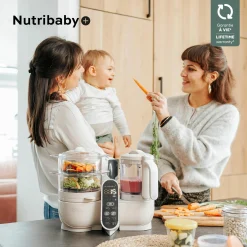 Babynahrungszubereiter Nutribaby Plus - schonendes Dampfgaren, Mixen, Sterilisieren, Aufwärmen & Auftauen - Mineral Beige