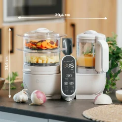 Babynahrungszubereiter Nutribaby Plus - schonendes Dampfgaren, Mixen, Sterilisieren, Aufwärmen & Auftauen - Mineral Beige