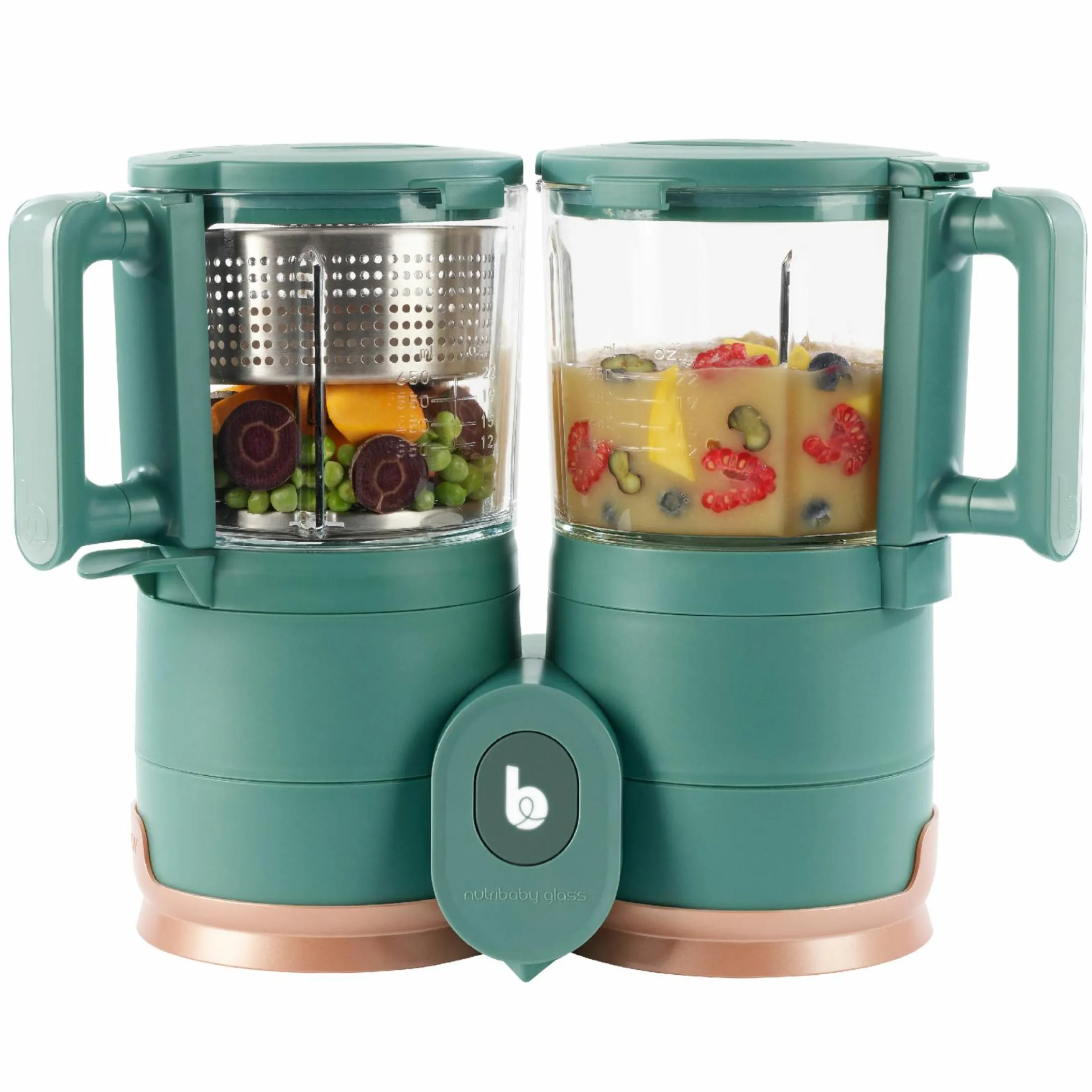 Babynahrungszubereiter Nutribaby Glas - schonendes Dampfgaren, Mixen, Sterilisieren, Aufwärmen & Auftauen - Green Forest