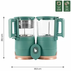 Babynahrungszubereiter Nutribaby Glas - schonendes Dampfgaren, Mixen, Sterilisieren, Aufwärmen & Auftauen - Green Forest