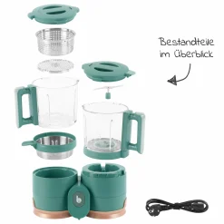 Babynahrungszubereiter Nutribaby Glas - schonendes Dampfgaren, Mixen, Sterilisieren, Aufwärmen & Auftauen - Green Forest