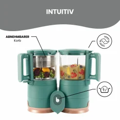 Babynahrungszubereiter Nutribaby Glas - schonendes Dampfgaren, Mixen, Sterilisieren, Aufwärmen & Auftauen - Green Forest