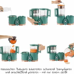 Babynahrungszubereiter Nutribaby Glas - schonendes Dampfgaren, Mixen, Sterilisieren, Aufwärmen & Auftauen - Green Forest