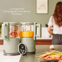 Babynahrungszubereiter Nutribaby Glass - schonendes Dampfgaren, Mixen, Sterilisieren, Aufwärmen & Auftauen - Green Celadon