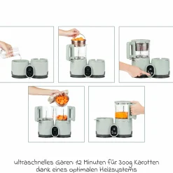 Babynahrungszubereiter Nutribaby Glass - schonendes Dampfgaren, Mixen, Sterilisieren, Aufwärmen & Auftauen - Green Celadon