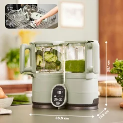 Babynahrungszubereiter Nutribaby Glass - schonendes Dampfgaren, Mixen, Sterilisieren, Aufwärmen & Auftauen - Green Celadon