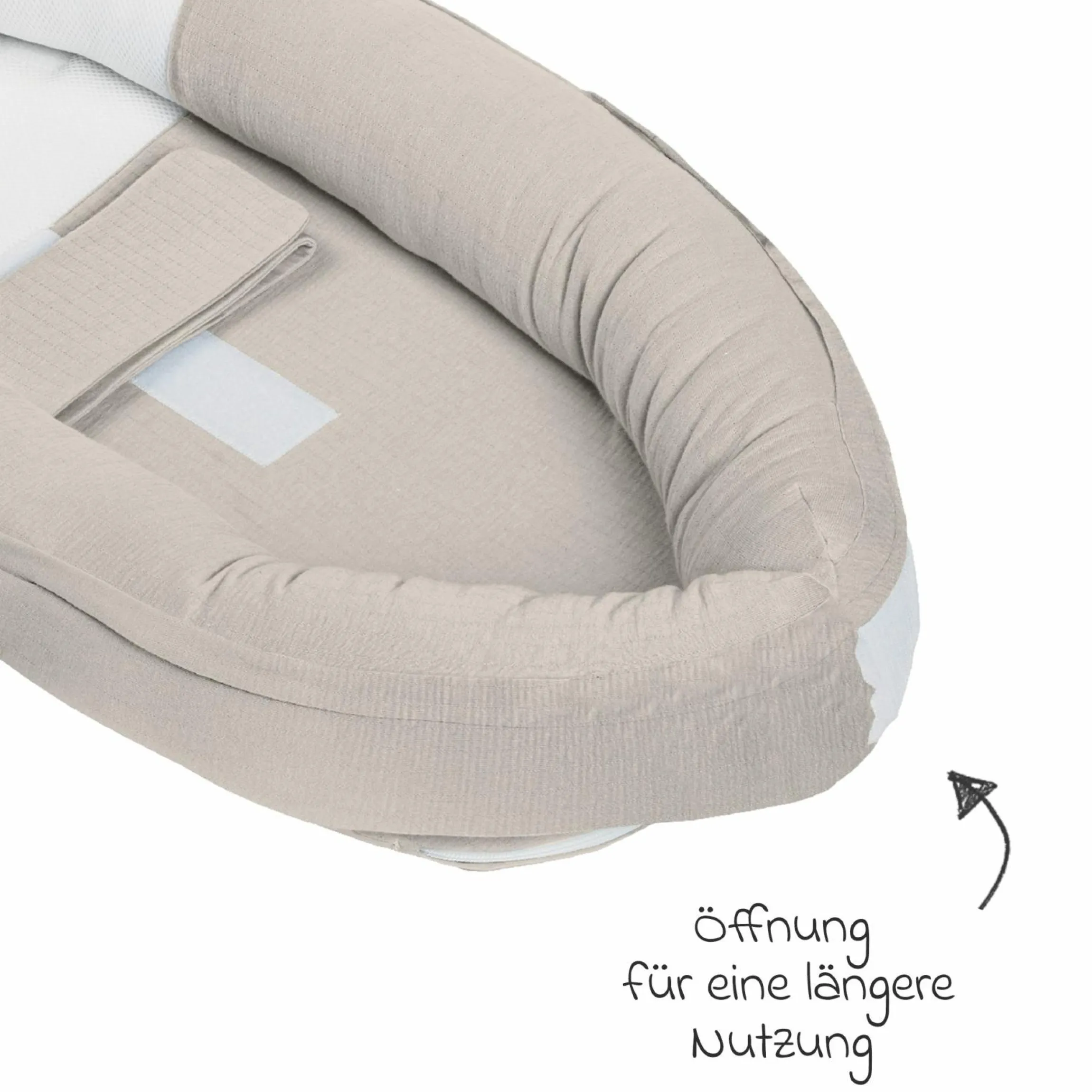 Babynest Cocoon mit Bauchgurt - Tetra Sand