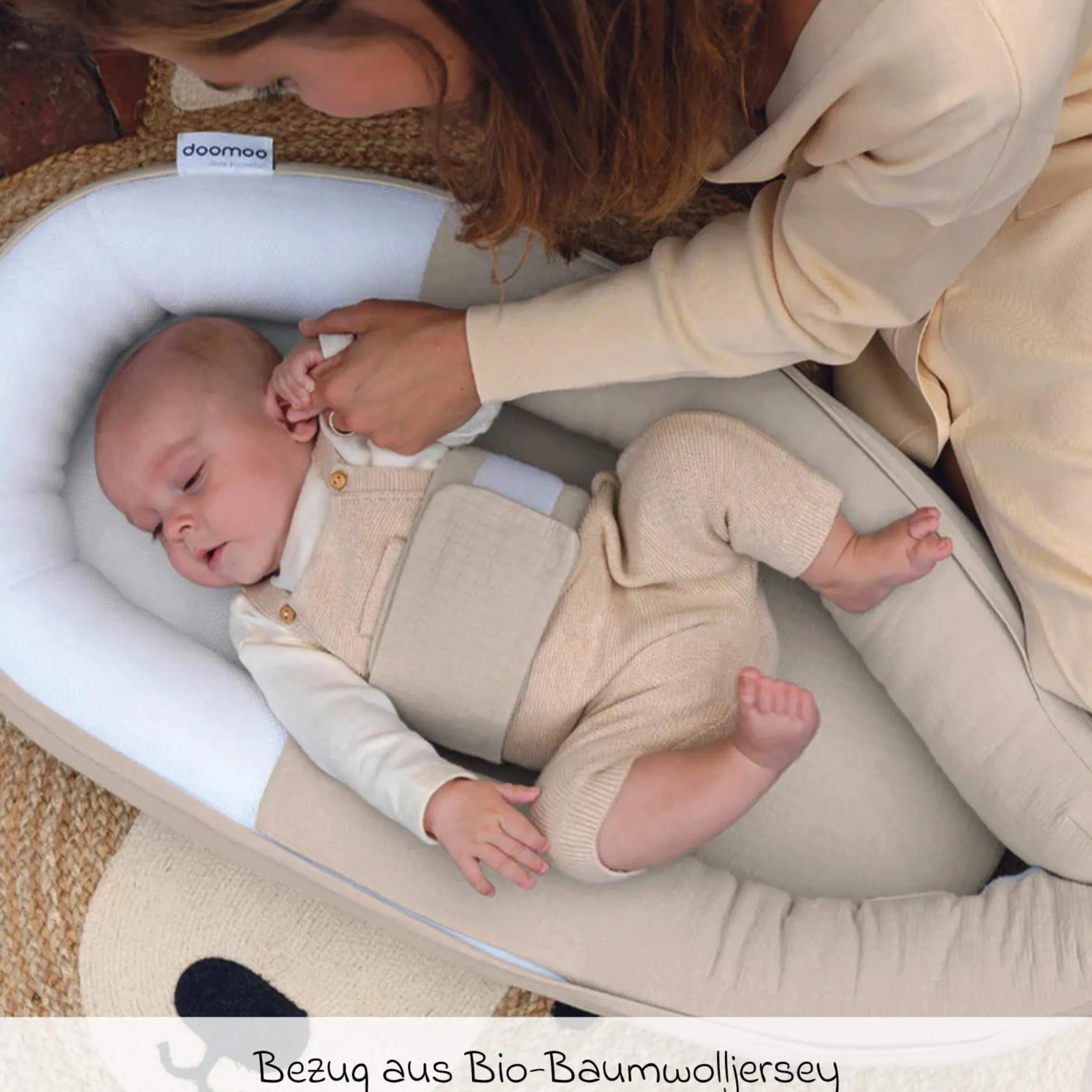 Babynest Cocoon mit Bauchgurt - Tetra Sand