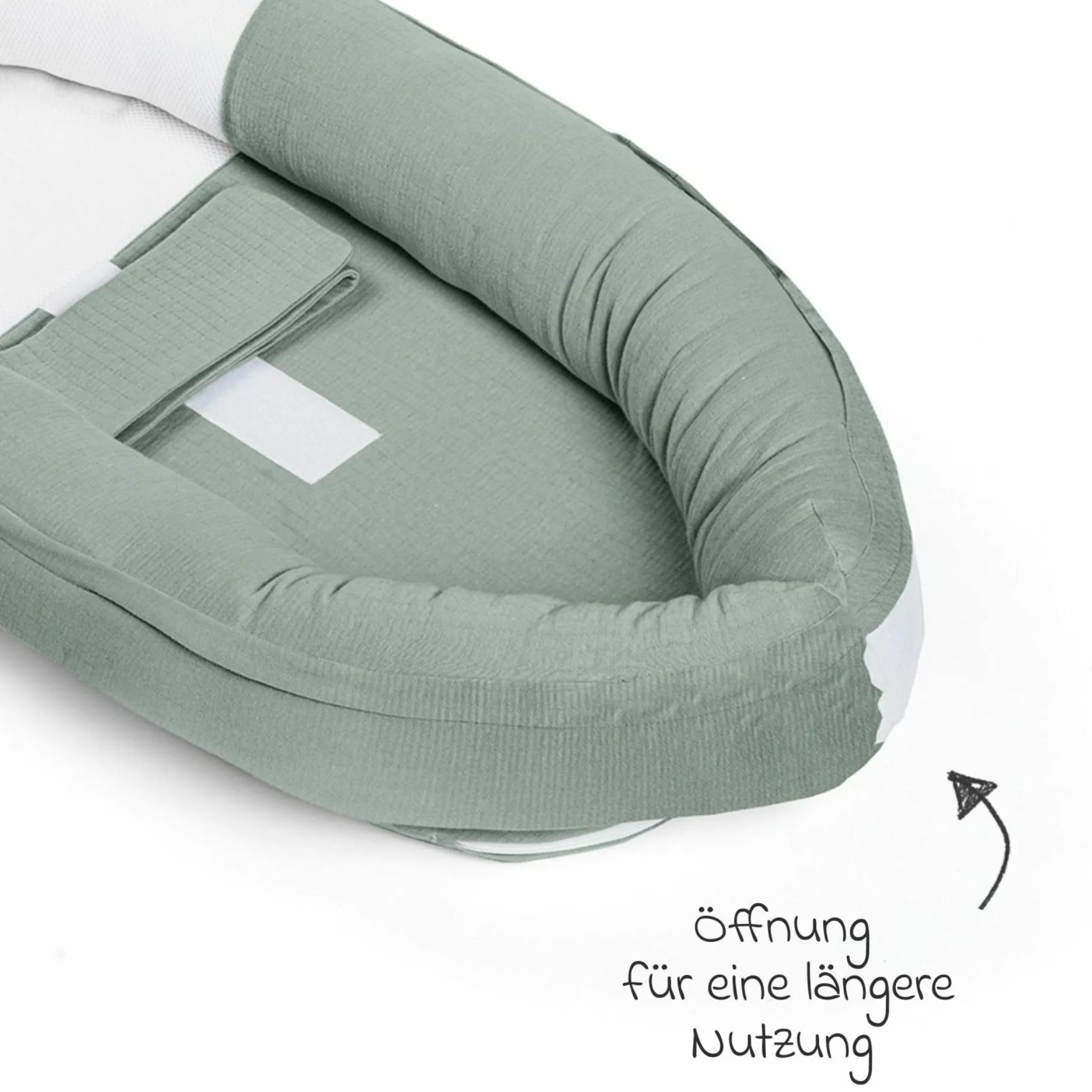 Babynest Cocoon mit Bauchgurt - Tetra Green