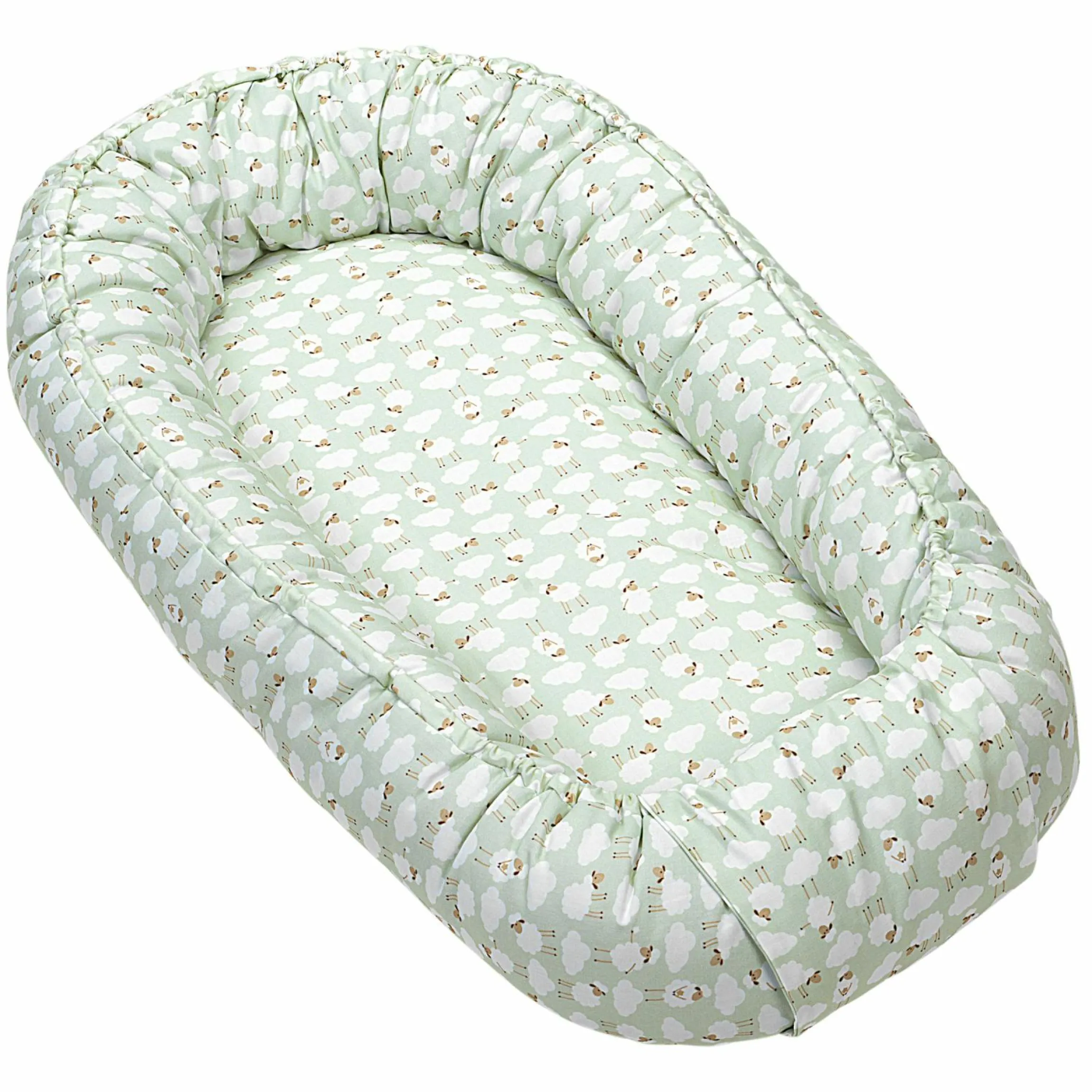 BabyNest das Original idealer Schlafplatz für zuhause und unterwegs - Sheep - Matcha - Kollektion 2024