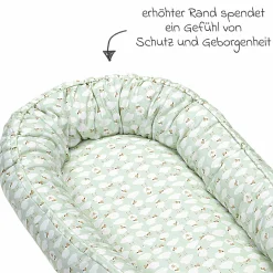 BabyNest das Original idealer Schlafplatz für zuhause und unterwegs - Sheep - Matcha - Kollektion 2024