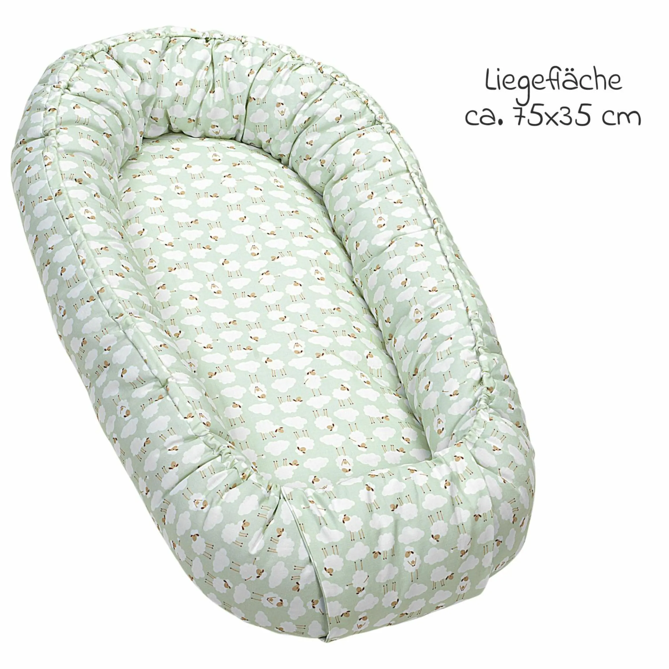BabyNest das Original idealer Schlafplatz für zuhause und unterwegs - Sheep - Matcha - Kollektion 2024