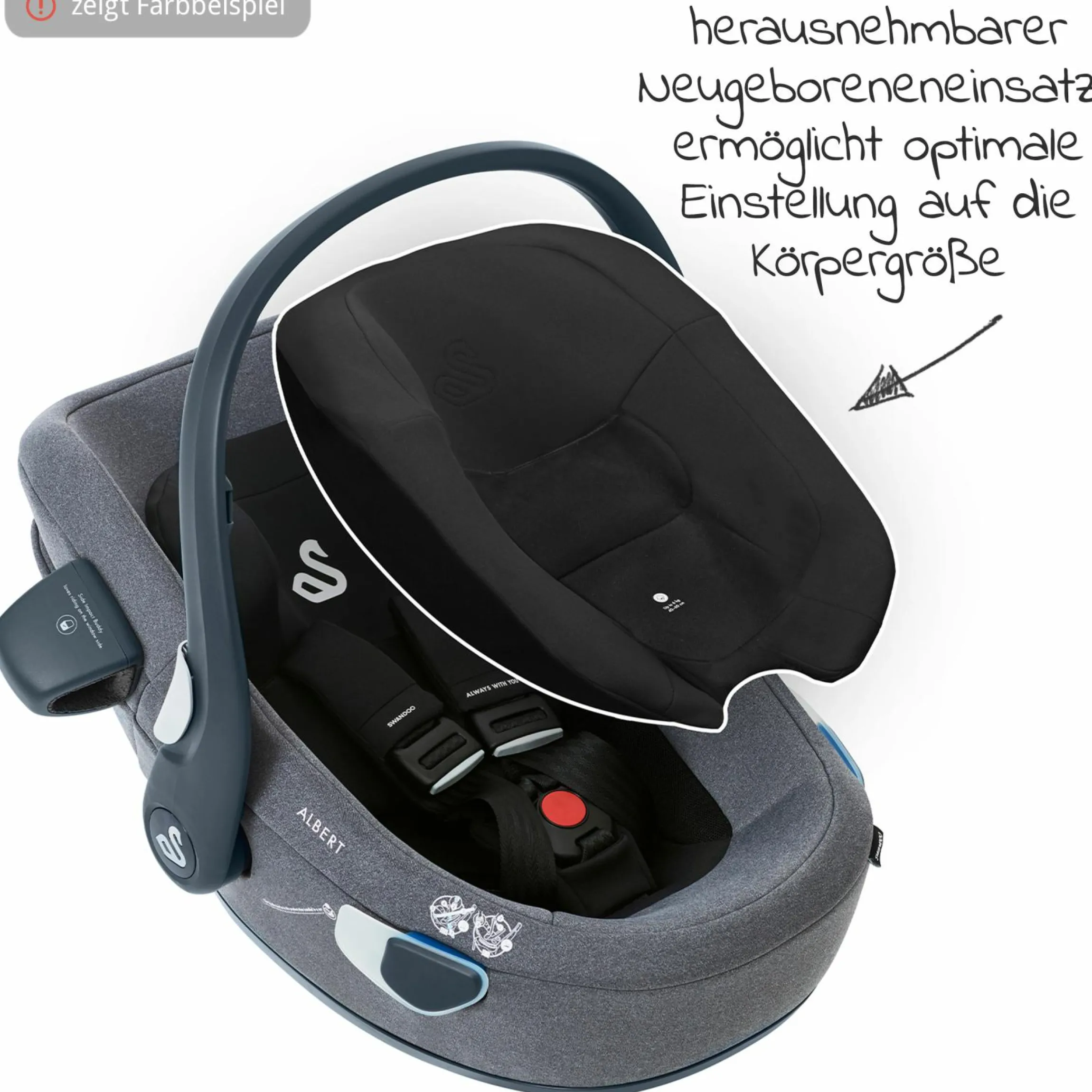 Babyschale Albert i-Size 1.2 ab Geburt - 18 Monate (40 cm - 85 cm, bis 13 kg) inkl. Neugeboreneneinlage, Sonnenverdeck & verstellbare Kopfstütze - Forest Fruits