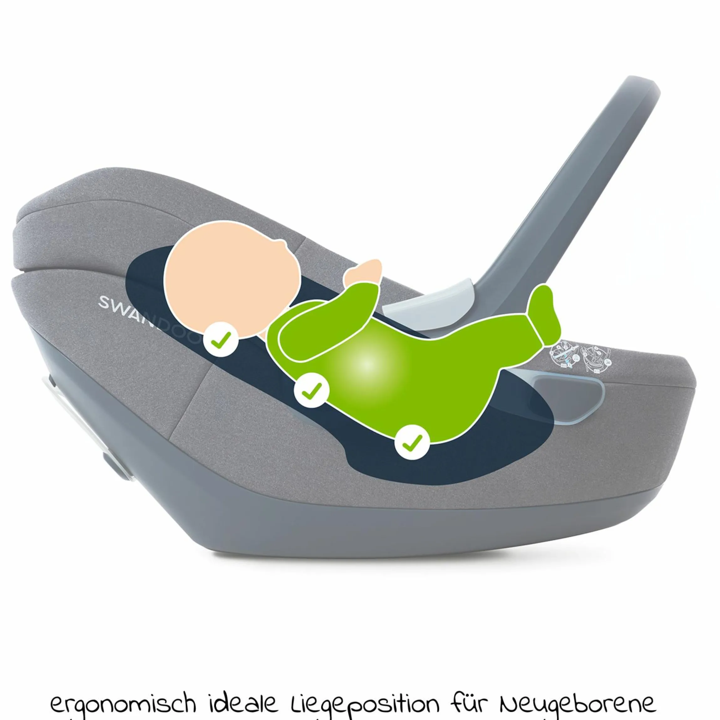 Babyschale Albert i-Size 1.2 ab Geburt - 18 Monate (40 cm - 85 cm, bis 13 kg) inkl. Neugeboreneneinlage, Sonnenverdeck & verstellbare Kopfstütze - Alfala