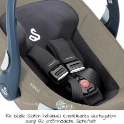 Babyschale Albert i-Size 1.2 ab Geburt - 18 Monate (40 cm - 85 cm, bis 13 kg) inkl. Neugeboreneneinlage, Sonnenverdeck & verstellbare Kopfstütze - Alfala