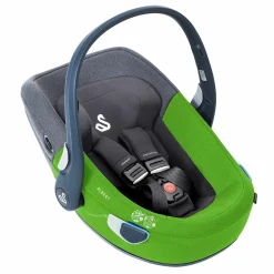 Babyschale Albert i-Size 1.2 ab Geburt - 18 Monate (40 cm - 85 cm, bis 13 kg) inkl. Neugeboreneneinlage, Sonnenverdeck & verstellbare Kopfstütze - Lime Sesame Grey