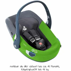 Babyschale Albert i-Size 1.2 ab Geburt - 18 Monate (40 cm - 85 cm, bis 13 kg) inkl. Neugeboreneneinlage, Sonnenverdeck & verstellbare Kopfstütze - Lime Sesame Grey