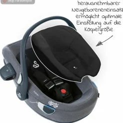 Babyschale Albert i-Size 1.2 ab Geburt - 18 Monate (40 cm - 85 cm, bis 13 kg) inkl. Neugeboreneneinlage, Sonnenverdeck & verstellbare Kopfstütze - Lime Sesame Grey