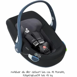 Babyschale Albert i-Size 1.2 ab Geburt - 18 Monate (40 cm - 85 cm, bis 13 kg) inkl. Neugeboreneneinlage, Sonnenverdeck & verstellbare Kopfstütze - Chia Black