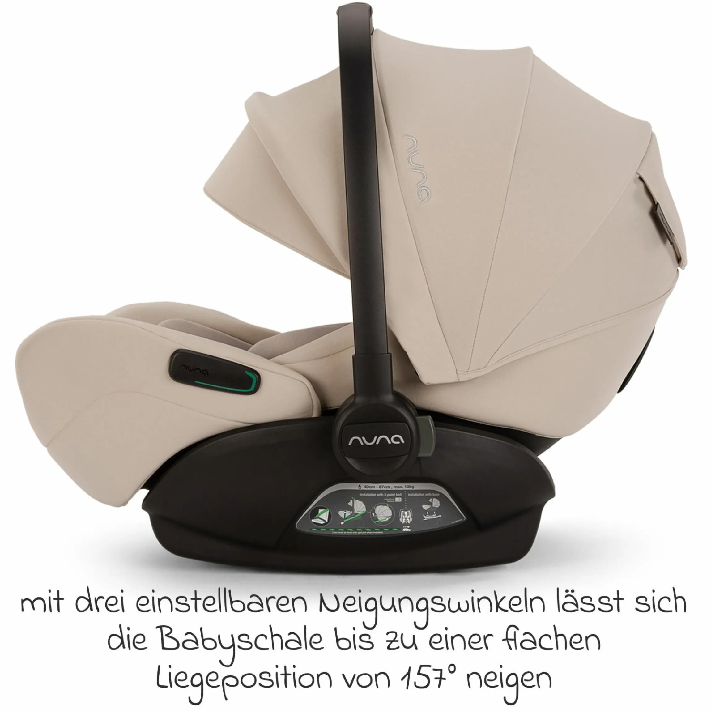 Babyschale ARRA flex i-Size ab Geburt bis 13 kg (40 cm - 87 cm) Liegeposition 157° inkl. Sitzverkleinerer & Sonnenverdeck nur 3,9 kg - Biscotti