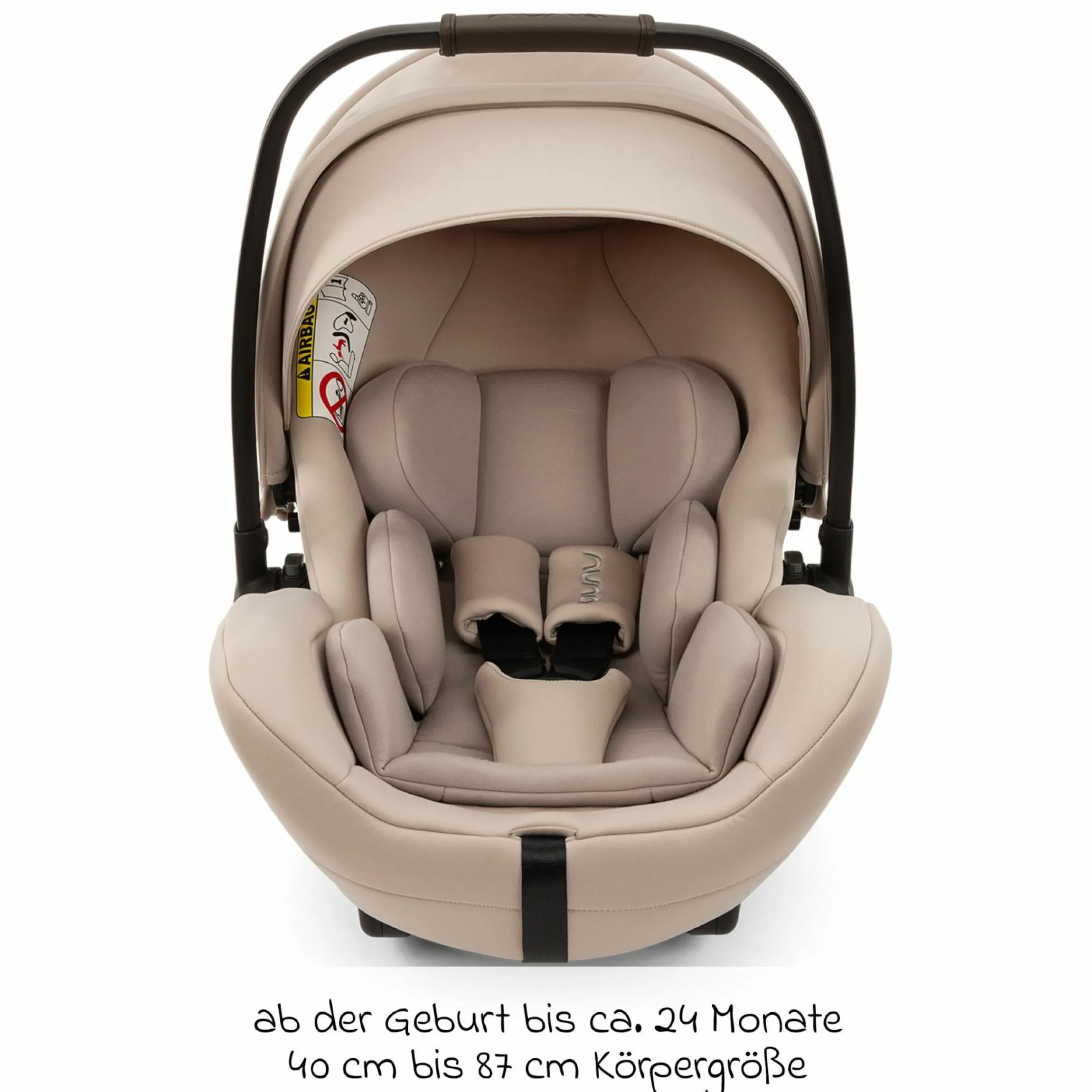Babyschale ARRA flex i-Size inkl. Base Curv ab Geburt bis 13 kg (40 cm - 87 cm) Liegeposition 157° , Sitzverkleinerer, Sonnenverdeck, Polsterschutz, Spieltier - Biscotti