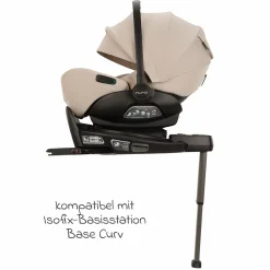 Babyschale ARRA flex i-Size inkl. Base Curv ab Geburt bis 13 kg (40 cm - 87 cm) Liegeposition 157° , Sitzverkleinerer, Sonnenverdeck, Polsterschutz, Spieltier - Biscotti
