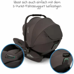 Babyschale ARRA flex i-Size ab Geburt bis 13 kg (40 cm - 87 cm) Liegeposition 157° inkl. Sitzverkleinerer & Sonnenverdeck nur 3,9 kg - Thunder