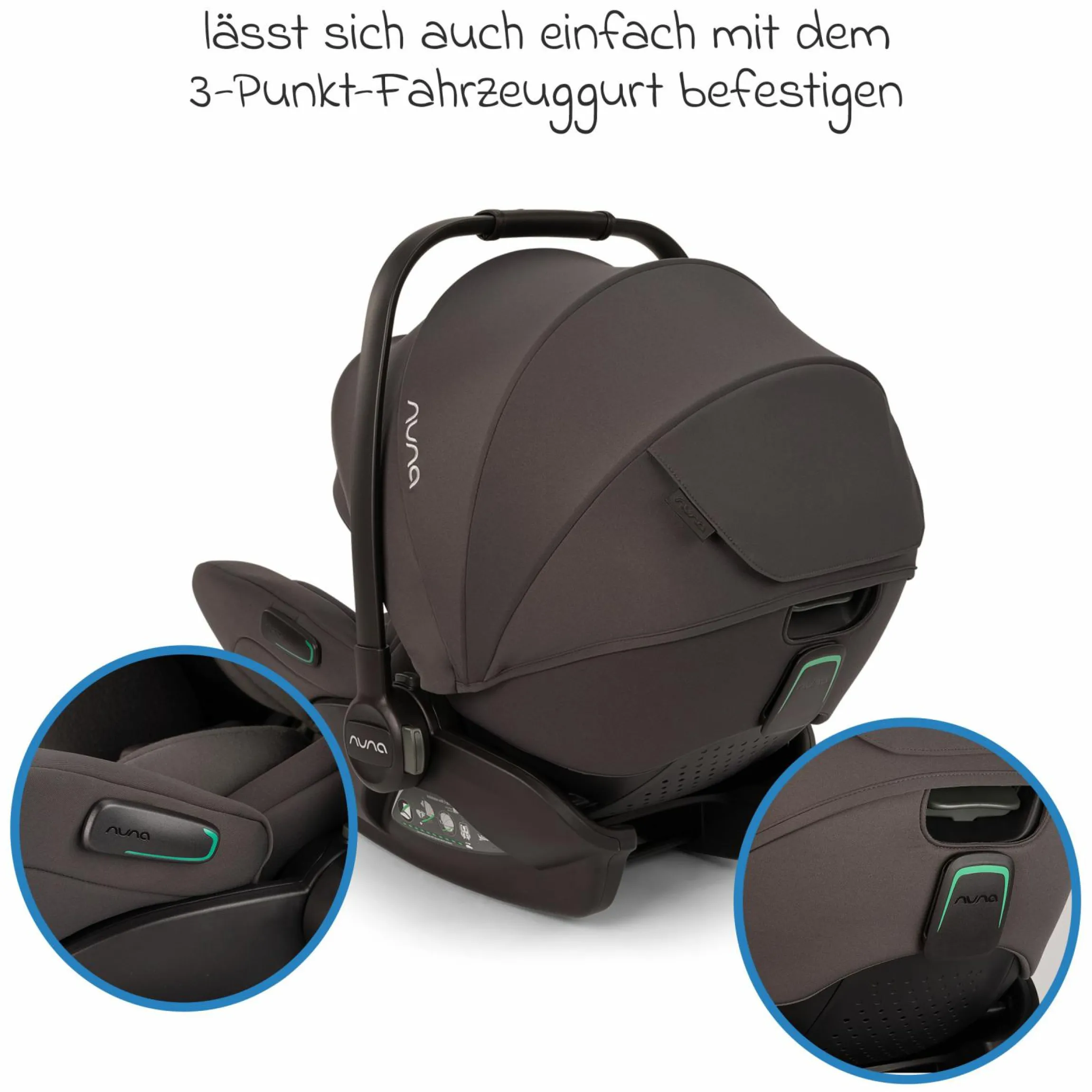 Babyschale ARRA flex i-Size ab Geburt bis 13 kg (40 cm - 87 cm) Liegeposition 157° inkl. Sitzverkleinerer & Sonnenverdeck nur 3,9 kg - Thunder