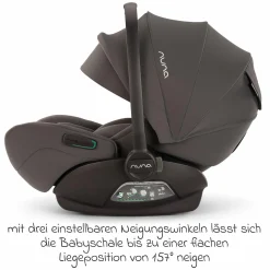 Babyschale ARRA flex i-Size ab Geburt bis 13 kg (40 cm - 87 cm) Liegeposition 157° inkl. Sitzverkleinerer & Sonnenverdeck nur 3,9 kg - Thunder