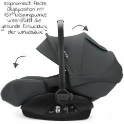 Babyschale ARRA next ab Geburt bis 13 kg (40 cm - 85 cm) inkl. Sitzverkleinerer & Sonnenverdeck nur 3,5 kg - Ocean