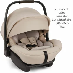 Babyschale ARRA next inkl. Base next ab Geburt bis 13 kg (40 cm - 85 cm) inkl. Sitzverkleinerer, Sonnenverdeck, Polsterschutz, Spieltier nur 3,5 kg - Biscotti
