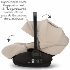 Babyschale ARRA next i-Size ab Geburt bis 13 kg (40 cm - 85 cm) Liegeposition 157° inkl. Sitzverkleinerer & Sonnenverdeck nur 3,5 kg - Biscotti