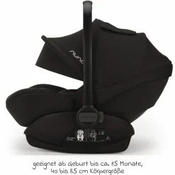 Babyschale ARRA next i-Size ab Geburt bis 13 kg (40 cm - 85 cm) Liegeposition 157° inkl. Sitzverkleinerer & Sonnenverdeck nur 3,5 kg - Caviar