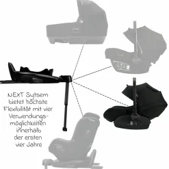Babyschale ARRA next i-Size ab Geburt bis 13 kg (40 cm - 85 cm) Liegeposition 157° inkl. Sitzverkleinerer & Sonnenverdeck nur 3,5 kg - Caviar