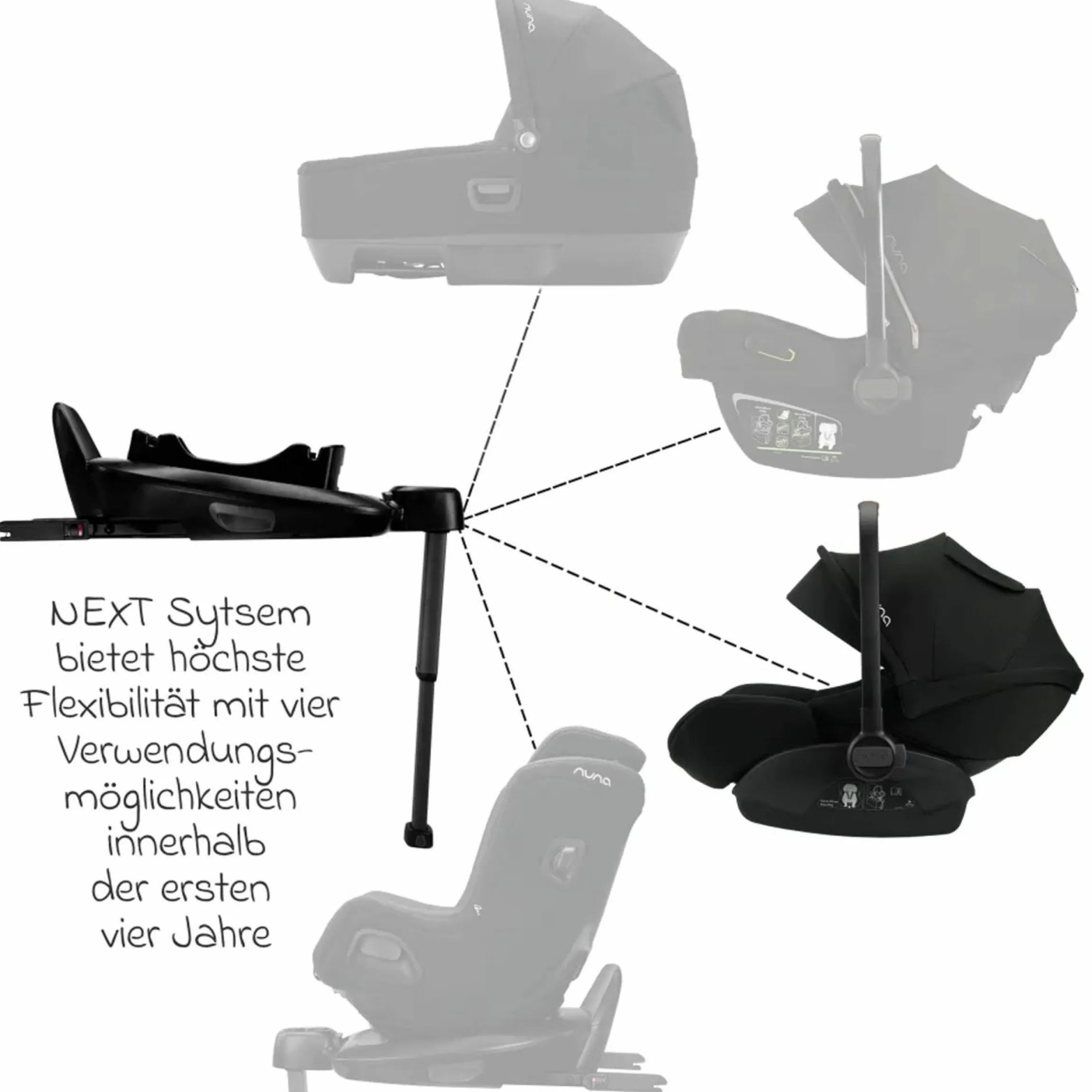Babyschale ARRA next i-Size ab Geburt bis 13 kg (40 cm - 85 cm) Liegeposition 157° inkl. Sitzverkleinerer & Sonnenverdeck nur 3,5 kg - Caviar