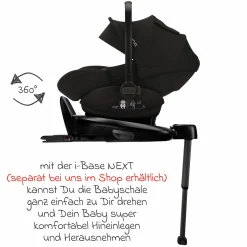 Babyschale ARRA next i-Size ab Geburt bis 13 kg (40 cm - 85 cm) Liegeposition 157° inkl. Sitzverkleinerer & Sonnenverdeck nur 3,5 kg - Caviar