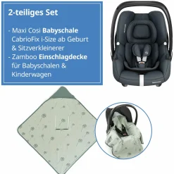 Babyschale CabrioFix i-Size ab Geburt - 12 Monate (40-75 cm) & Sitzverkleinerer, Sonnenverdeck inkl. Einschlagedecke Pusteblume - Essential Graphite - Kollektion 2025