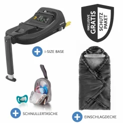 Babyschale CabrioFix i-Size ab Geburt-12 Monate (40-75 cm) i-Size Base, Einschlagdecke & Schnullerbox - Essential Green - Kollektion 2025