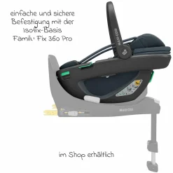 Babyschale Coral 360 i-Size ab Geburt bis 12 kg (40 cm - 75 cm) mit Soft Carrier & Sonnenverdeck - Essential Graphite