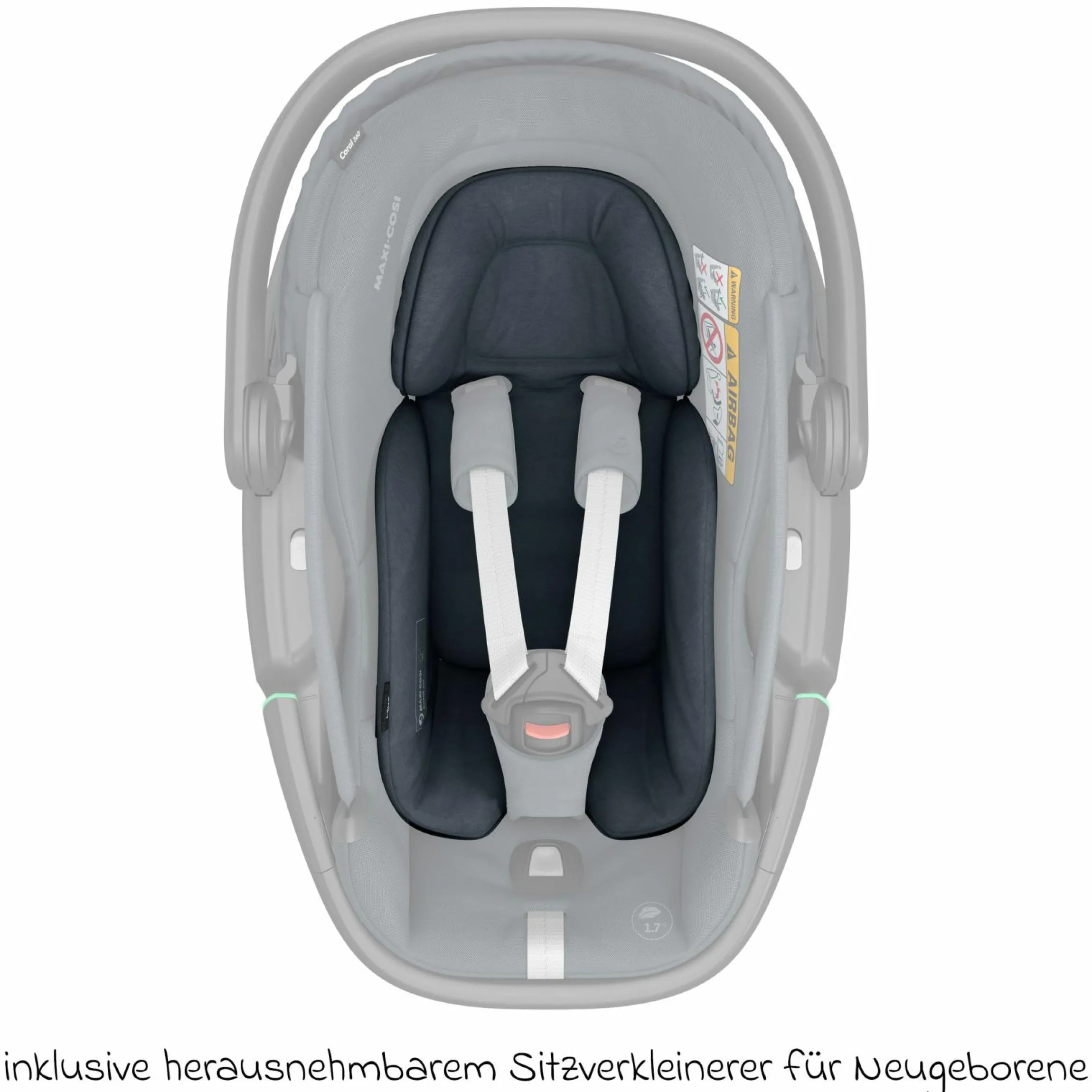 Babyschale Coral 360 i-Size ab Geburt bis 12 kg (40 cm - 75 cm) mit Soft Carrier & Sonnenverdeck - Essential Graphite