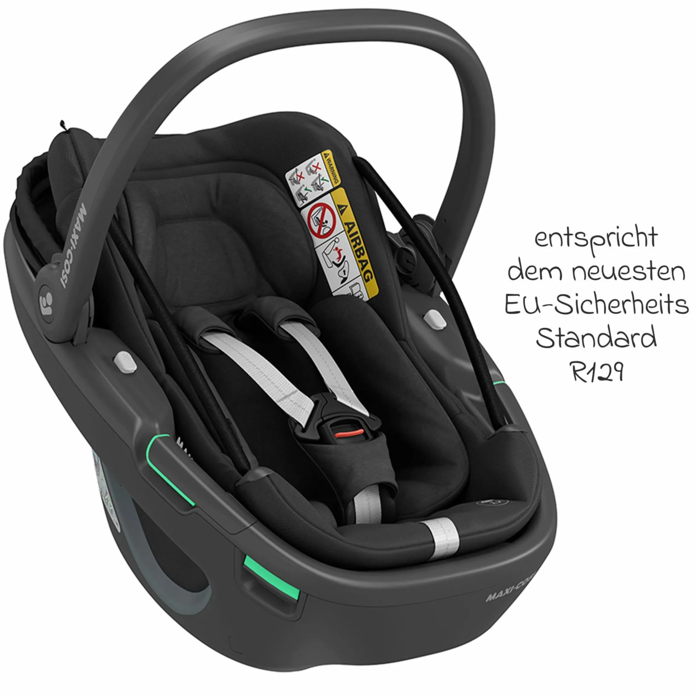 Babyschale Coral 360 i-Size ab Geburt bis 12 kg (40 cm - 75 cm) mit Soft Carrier & Sonnenverdeck - Essential Black