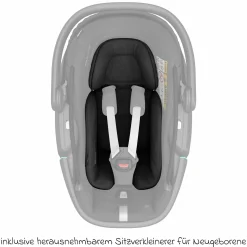 Babyschale Coral 360 i-Size ab Geburt bis 12 kg (40 cm - 75 cm) mit Soft Carrier & Sonnenverdeck - Essential Black