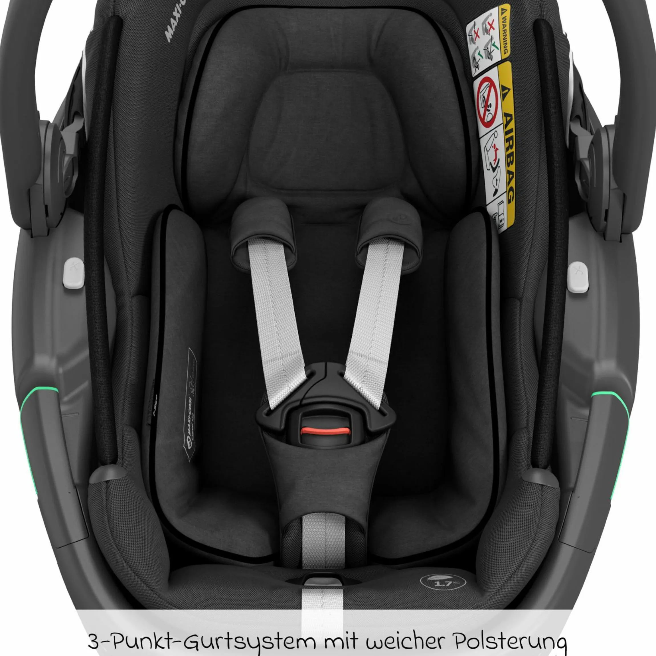 Babyschale Coral 360 i-Size ab Geburt bis 12 kg (40 cm - 75 cm) mit Soft Carrier & Sonnenverdeck - Essential Black