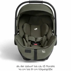 Babyschale I-Level Pro i-Size mit Isofix-Basisstation ab Geburt - 13 kg (40 cm -87 cm) mit Liegefunktuion, Sitzverkleinerer, Sonnenverdeck & Polsterschutz - Signature - Evergreen