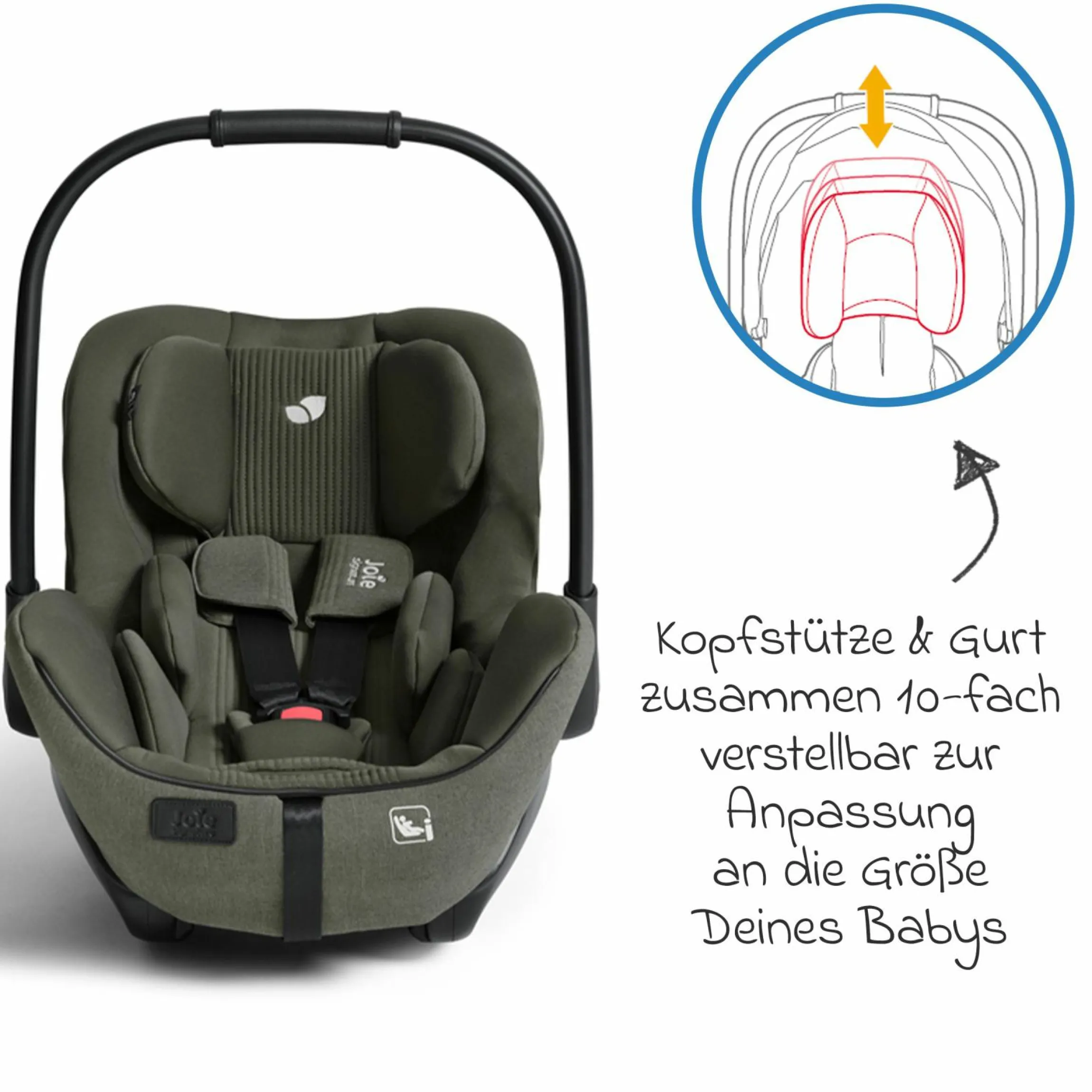 Babyschale I-Level Pro i-Size mit Isofix-Basisstation ab Geburt - 13 kg (40 cm -87 cm) mit Liegefunktuion, Sitzverkleinerer, Sonnenverdeck & Polsterschutz - Signature - Evergreen